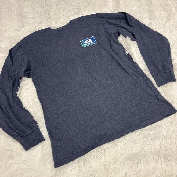 Vans Long Sleeve T Shirt Print Box Back Checkerboard Graphic Blue Mens Size M - Picture 8 of 8
